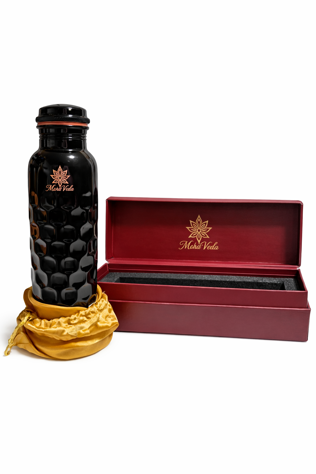 MiraVeda Antique Diamond Black Copper water Bottle