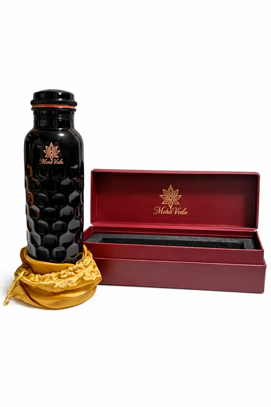 MiraVeda Antique Diamond Black Copper water Bottle